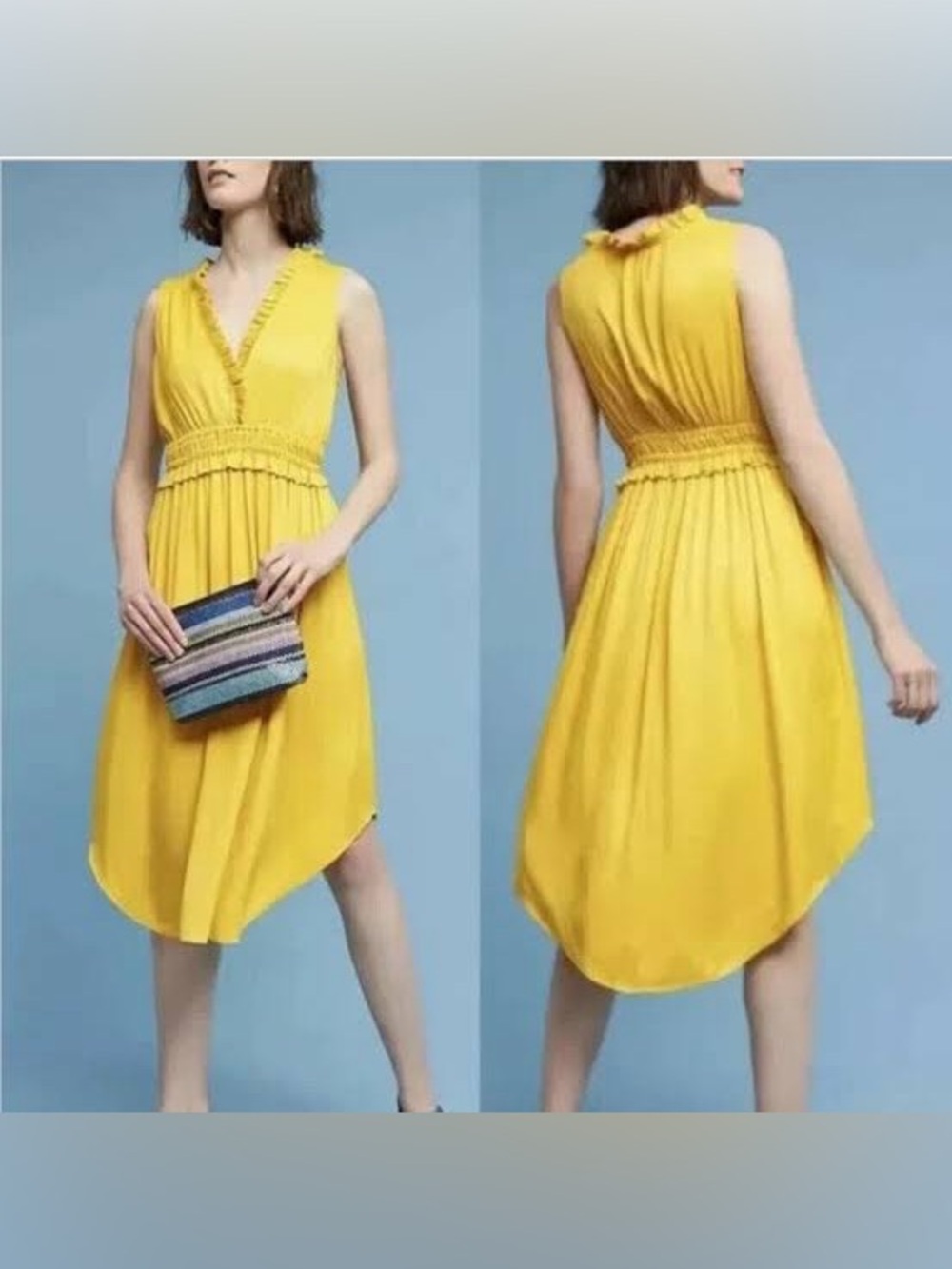 Anthropologie La Habana Dress by Maeve M Summer Mango pop Color Gorgeous